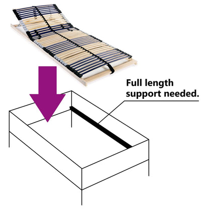 Slatted Bed Base with 42 Slats 7 Zones 70x200 cm