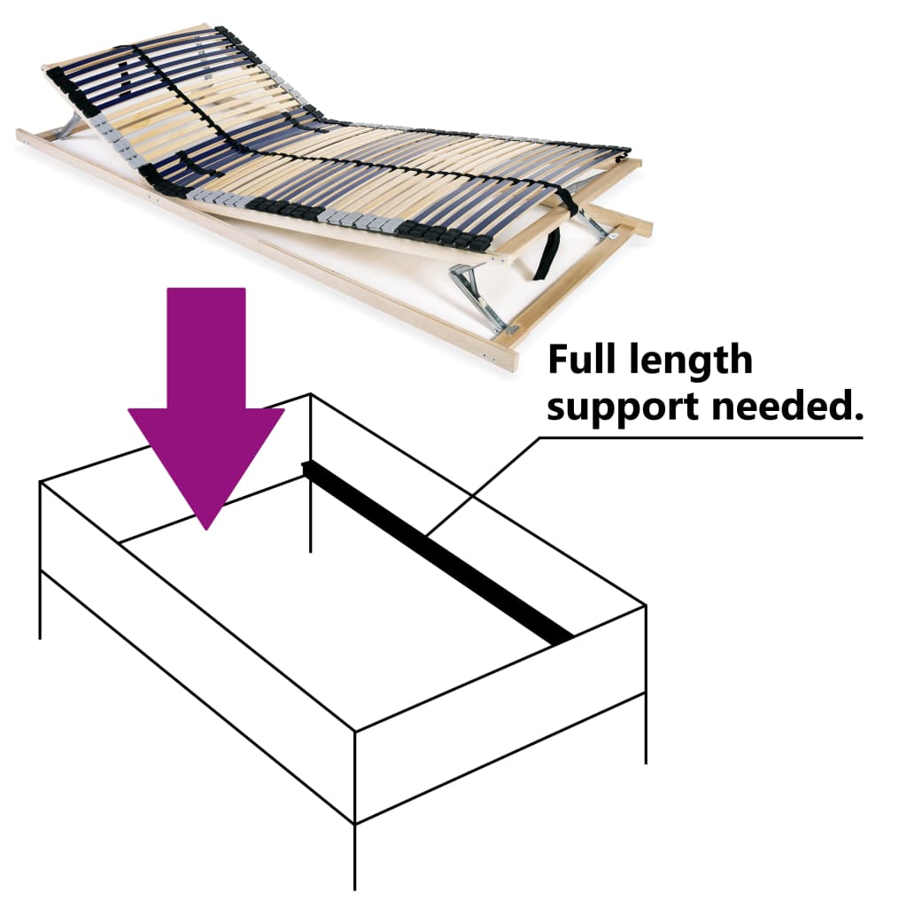 Slatted Bed Base with 42 Slats 7 Zones 80x200 cm