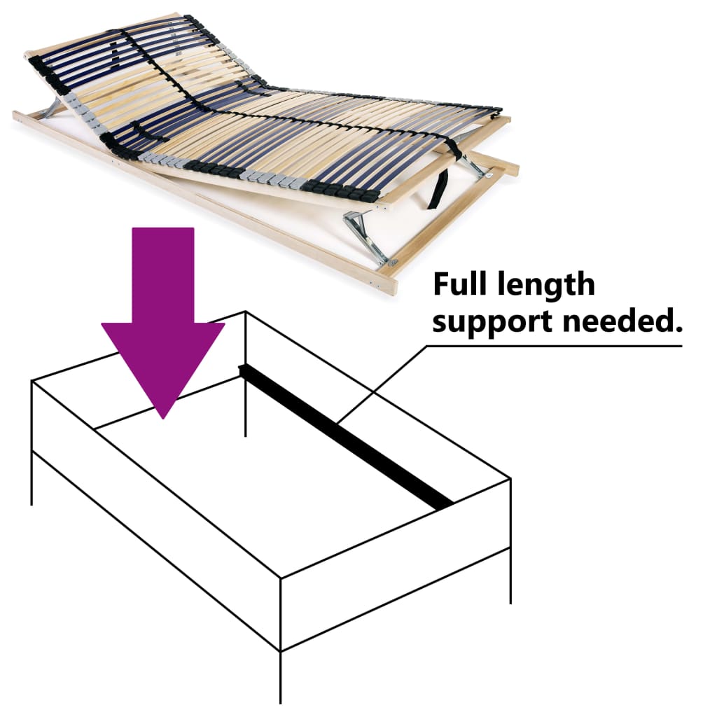 Slatted Bed Base with 42 Slats 7 Zones 100x200 cm