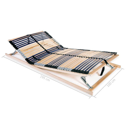 Slatted Bed Base with 42 Slats 7 Zones 100x200 cm