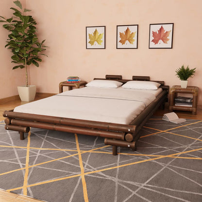 Bed Frame Dark Brown Bamboo 140x200 cm