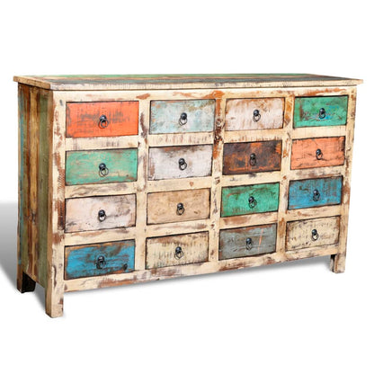 Reclaimed Cabinet Solid Wood Multicolour with 16 Drawers