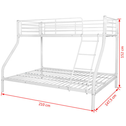 Children's Bunk Bed Frame White Metal 140x200/90x200 cm