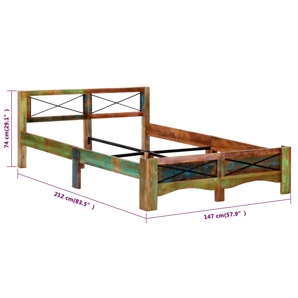 Bed Frame Solid Reclaimed Wood 140x200 cm