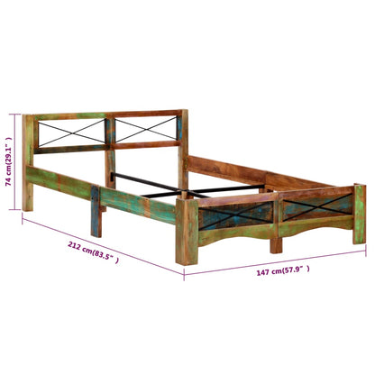 Bed Frame Solid Reclaimed Wood 140x200 cm