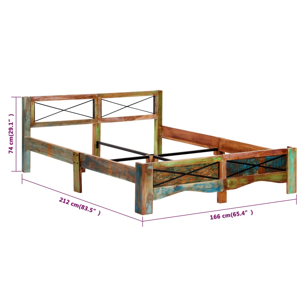 Bed Frame Solid Reclaimed Wood 160x200 cm