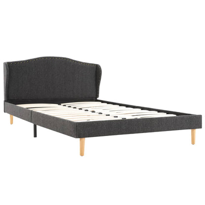 Bed Frame Dark Grey Fabric 135x190 cm Double