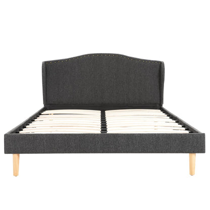 Bed Frame Dark Grey Fabric 135x190 cm Double