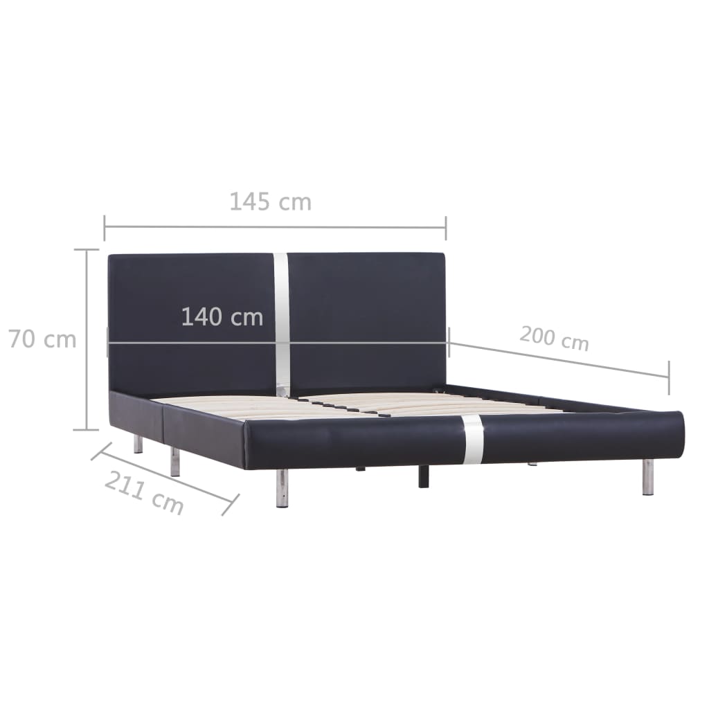 Bed Frame Black Faux Leather 135x190 cm Double