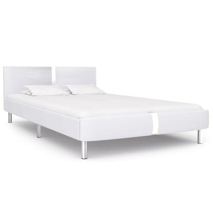 Bed Frame White Faux Leather 135x190 cm Double