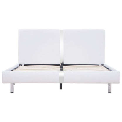 Bed Frame White Faux Leather 135x190 cm Double