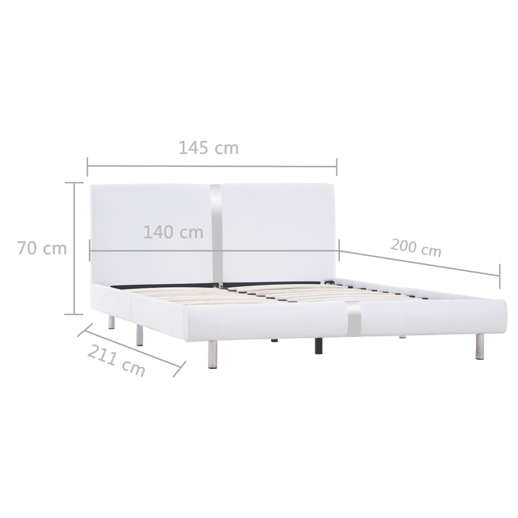 Bed Frame White Faux Leather 135x190 cm Double