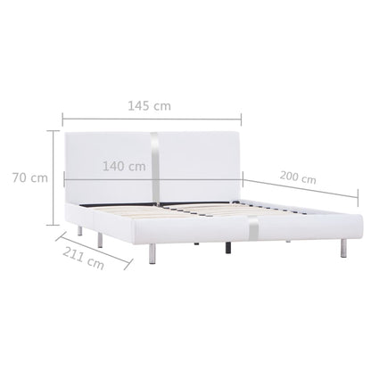 Bed Frame White Faux Leather 135x190 cm Double