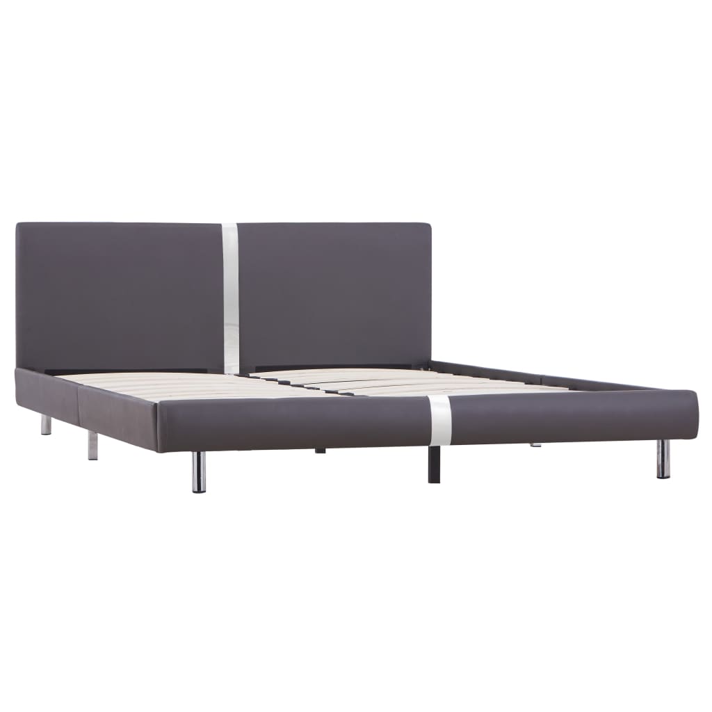 Bed Frame Grey Faux Leather 150x200 cm King Size