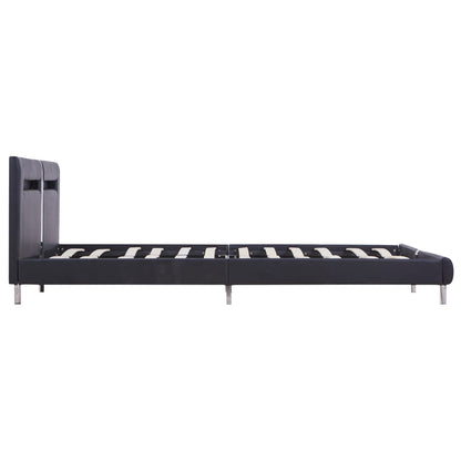 Bed Frame with LED Black Faux Leather 150x200 cm King Size