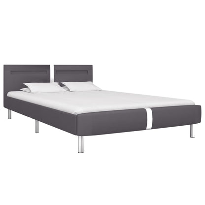 Bed Frame with LED Grey Faux Leather 135x190 cm Double