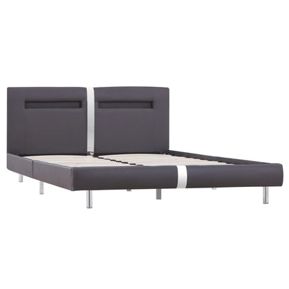 Bed Frame with LED Grey Faux Leather 135x190 cm Double