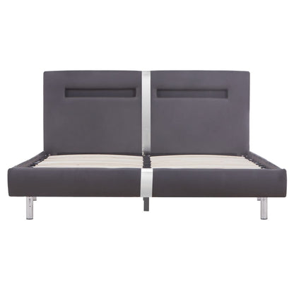 Bed Frame with LED Grey Faux Leather 135x190 cm Double