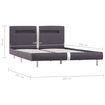 Bed Frame with LED Grey Faux Leather 135x190 cm Double