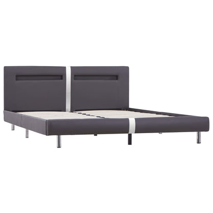 Bed Frame with LED Grey Faux Leather 150x200 cm King Size