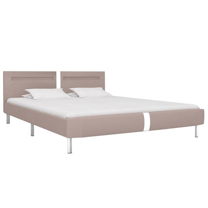 Bed Frame with LED Cappuccino Faux Leather 150x200 cm King Size