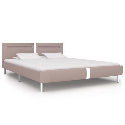 Bed Frame with LED Cappuccino Faux Leather 150x200 cm King Size