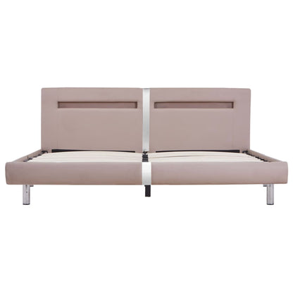 Bed Frame with LED Cappuccino Faux Leather 150x200 cm King Size