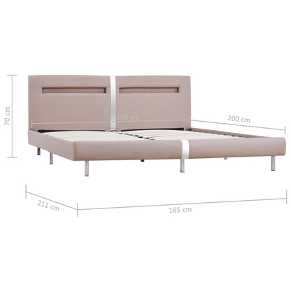 Bed Frame with LED Cappuccino Faux Leather 150x200 cm King Size