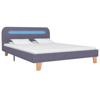 Bed Frame with LED Light Grey Fabric 135x190 cm Double