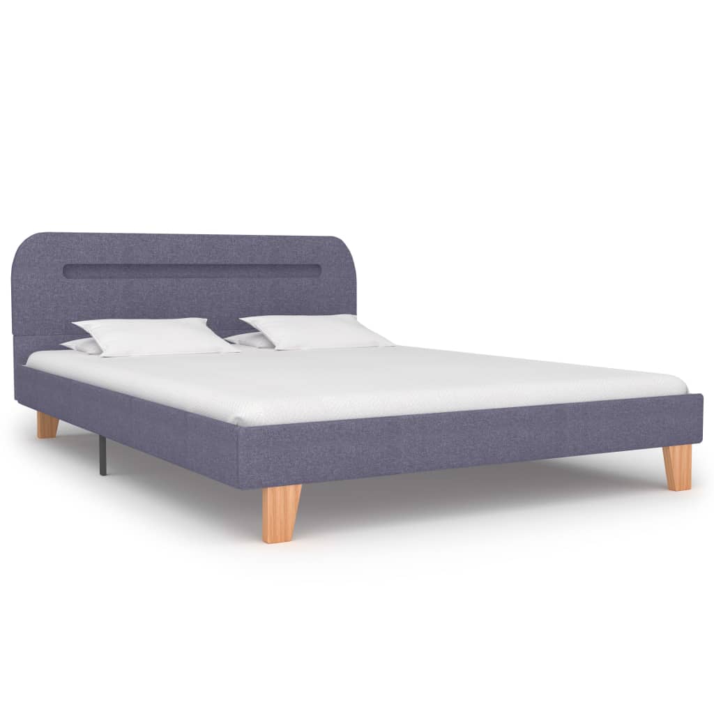 Bed Frame with LED Light Grey Fabric 135x190 cm Double