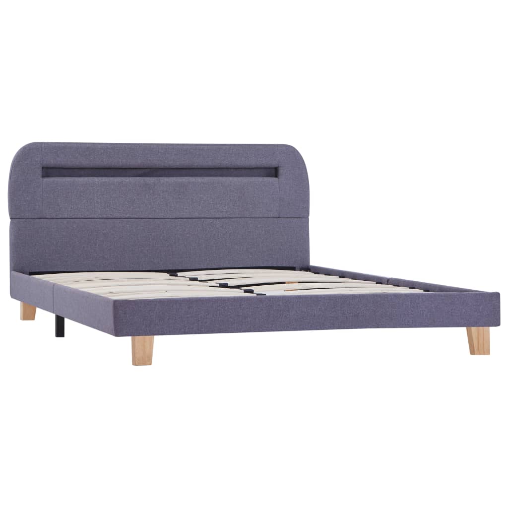 Bed Frame with LED Light Grey Fabric 135x190 cm Double