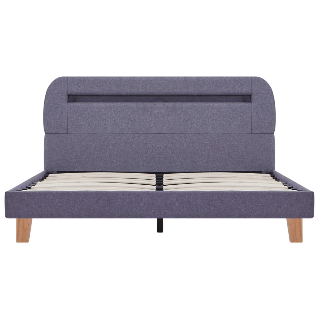 Bed Frame with LED Light Grey Fabric 135x190 cm Double