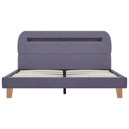 Bed Frame with LED Light Grey Fabric 135x190 cm Double