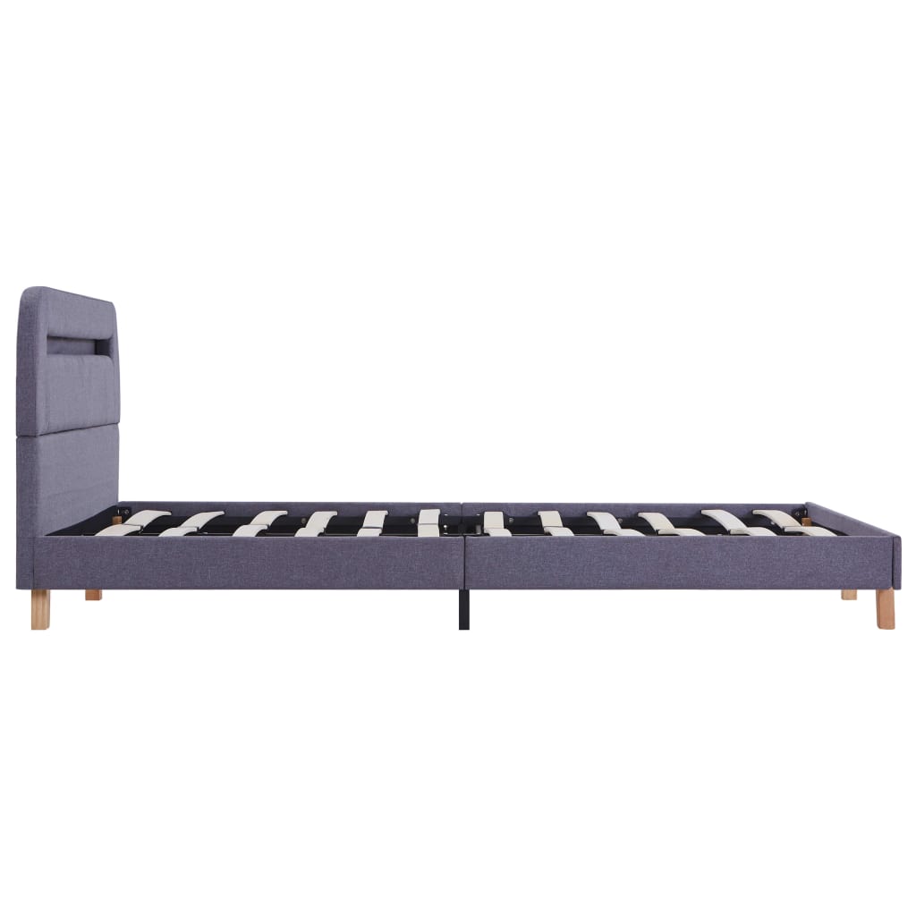 Bed Frame with LED Light Grey Fabric 135x190 cm Double