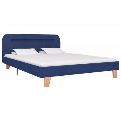 Bed Frame with LED Blue Fabric 135x190 cm Double