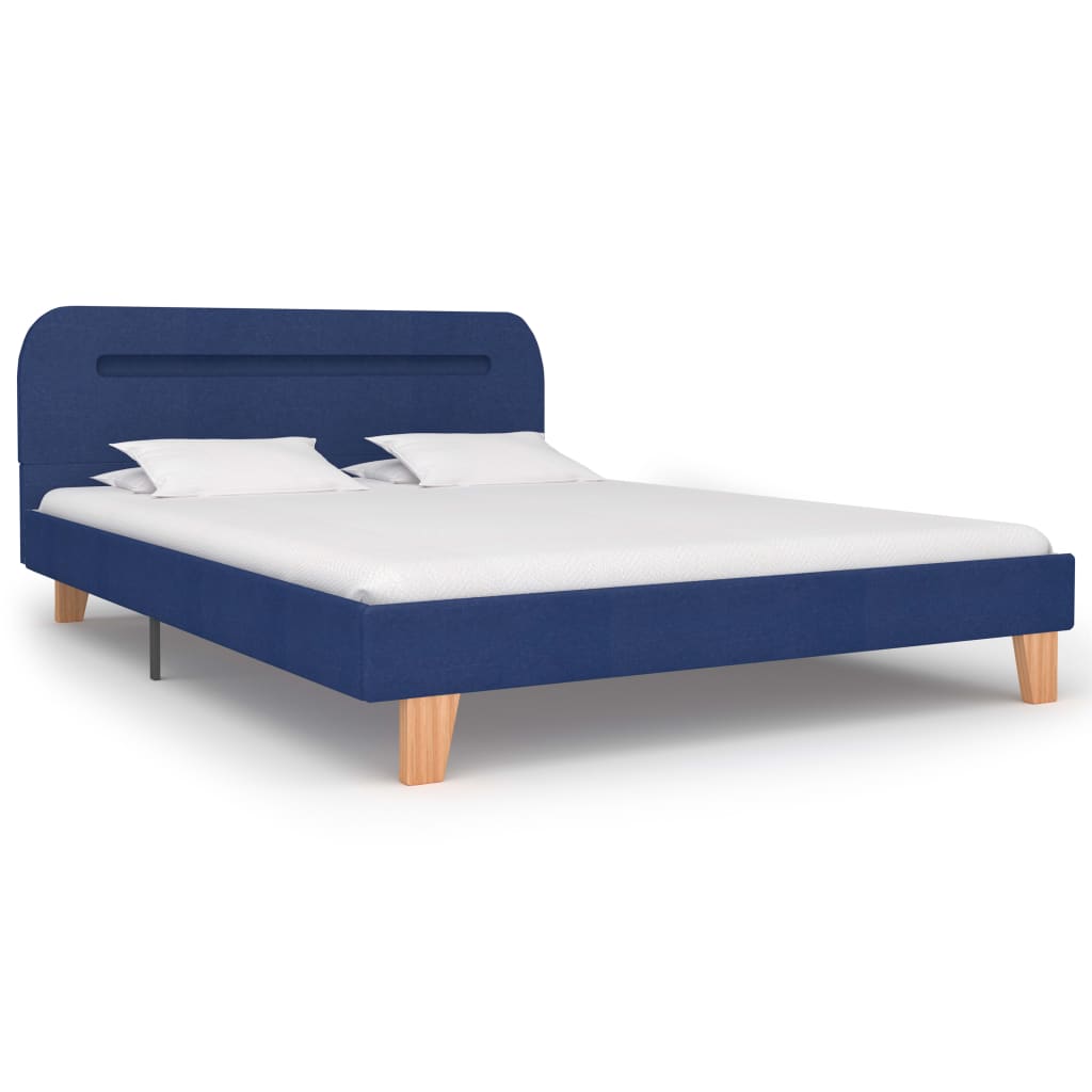 Bed Frame with LED Blue Fabric 135x190 cm Double