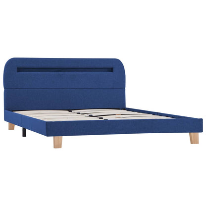 Bed Frame with LED Blue Fabric 135x190 cm Double