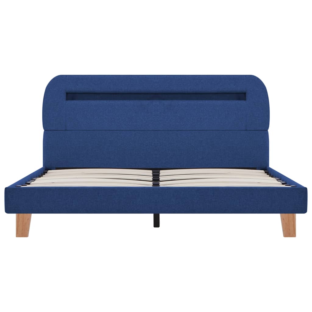 Bed Frame with LED Blue Fabric 135x190 cm Double