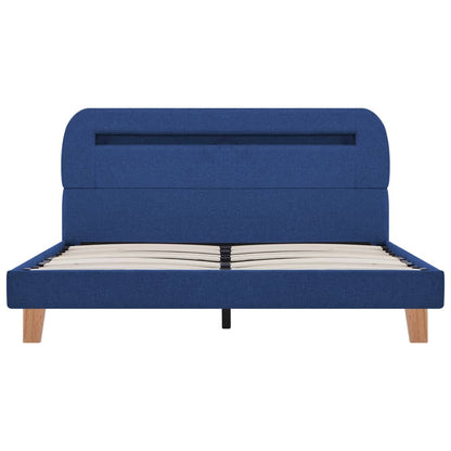 Bed Frame with LED Blue Fabric 135x190 cm Double