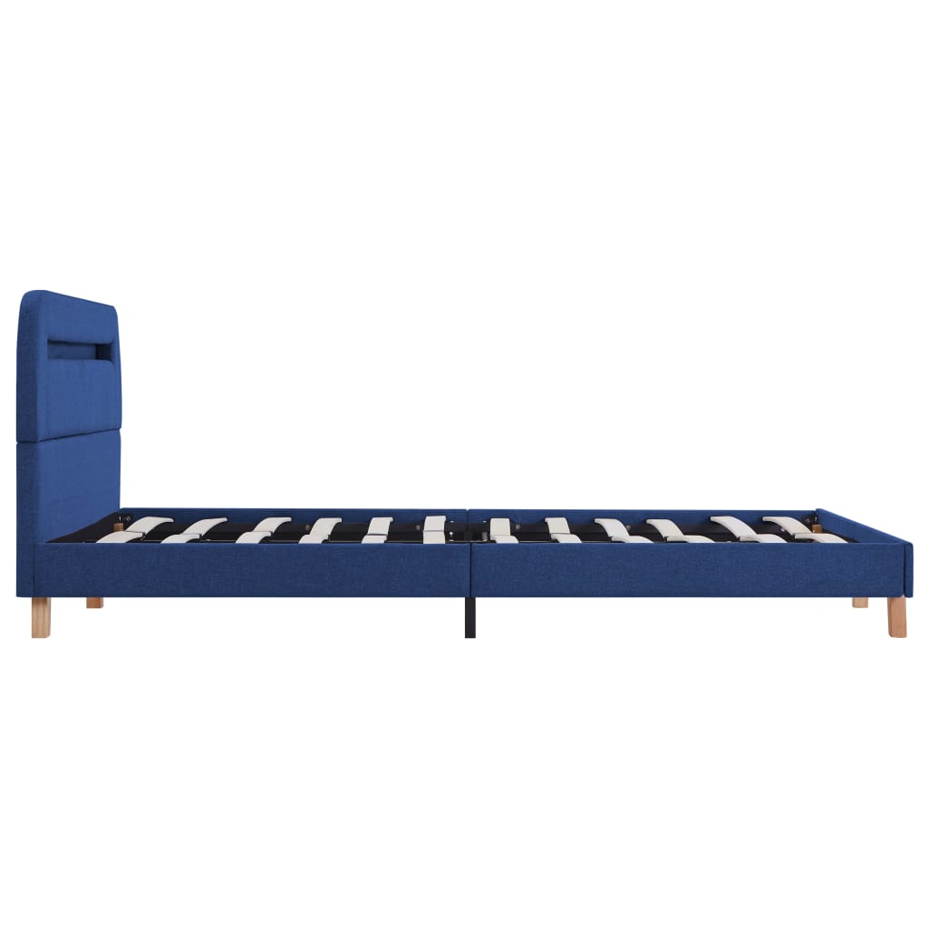 Bed Frame with LED Blue Fabric 135x190 cm Double