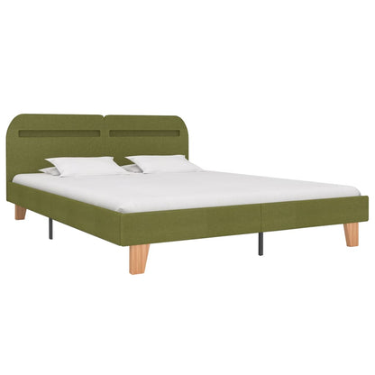 Bed Frame with LED Green Fabric 150x200 cm King Size