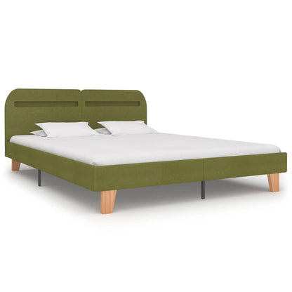 Bed Frame with LED Green Fabric 150x200 cm King Size