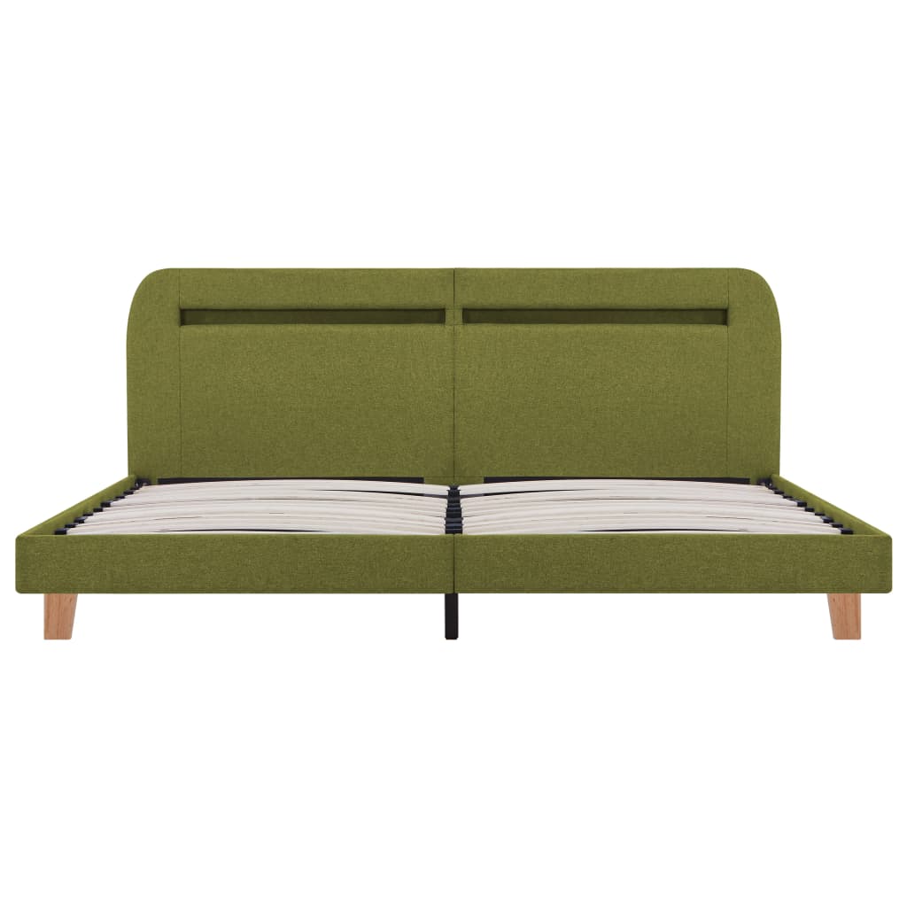 Bed Frame with LED Green Fabric 150x200 cm King Size