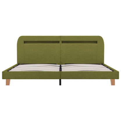 Bed Frame with LED Green Fabric 150x200 cm King Size