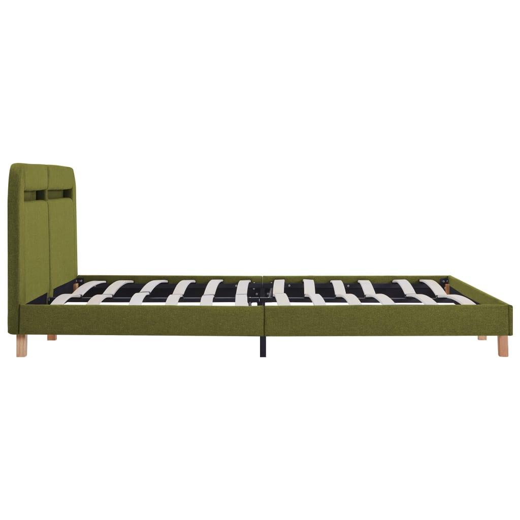 Bed Frame with LED Green Fabric 150x200 cm King Size