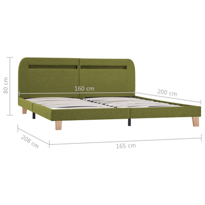 Bed Frame with LED Green Fabric 150x200 cm King Size