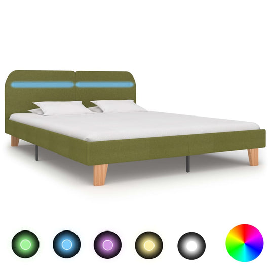 Bed Frame with LED Green Fabric 180x200 cm Super King