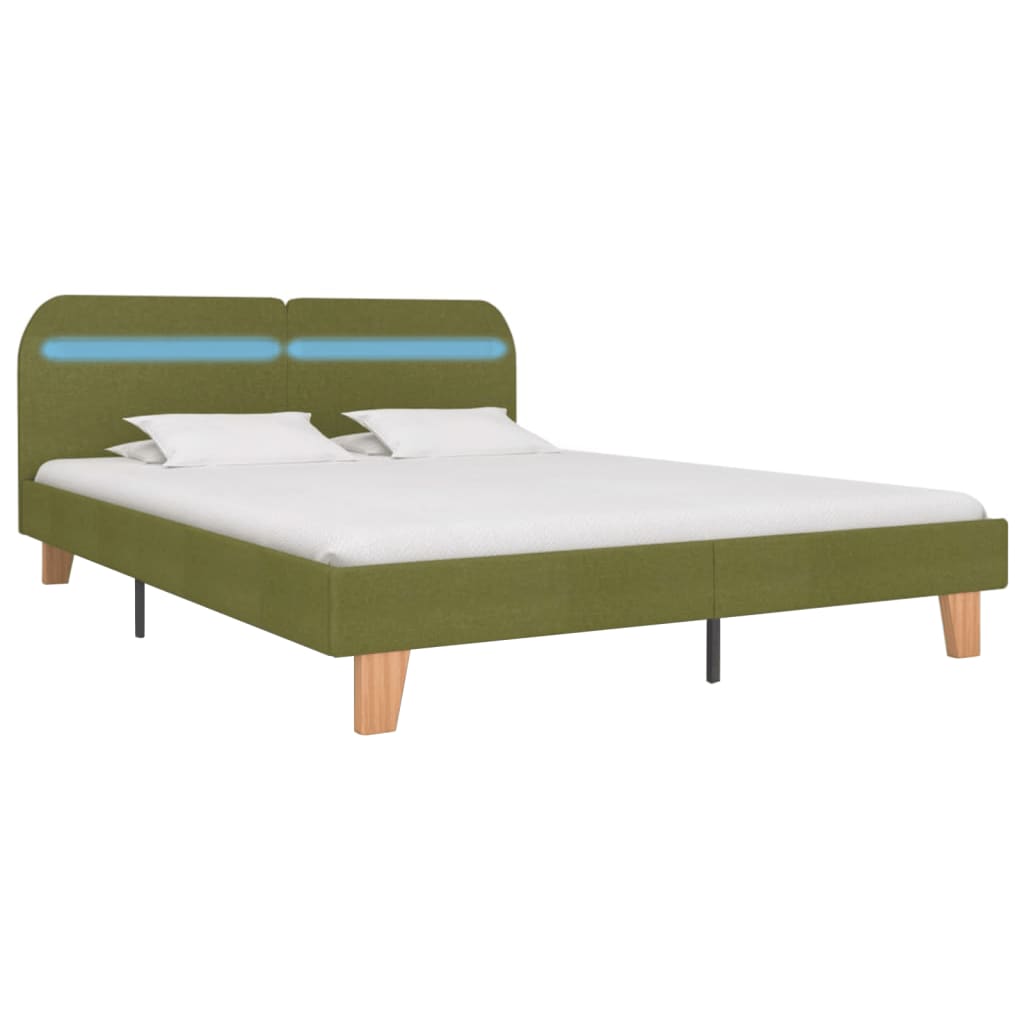 Bed Frame with LED Green Fabric 180x200 cm Super King