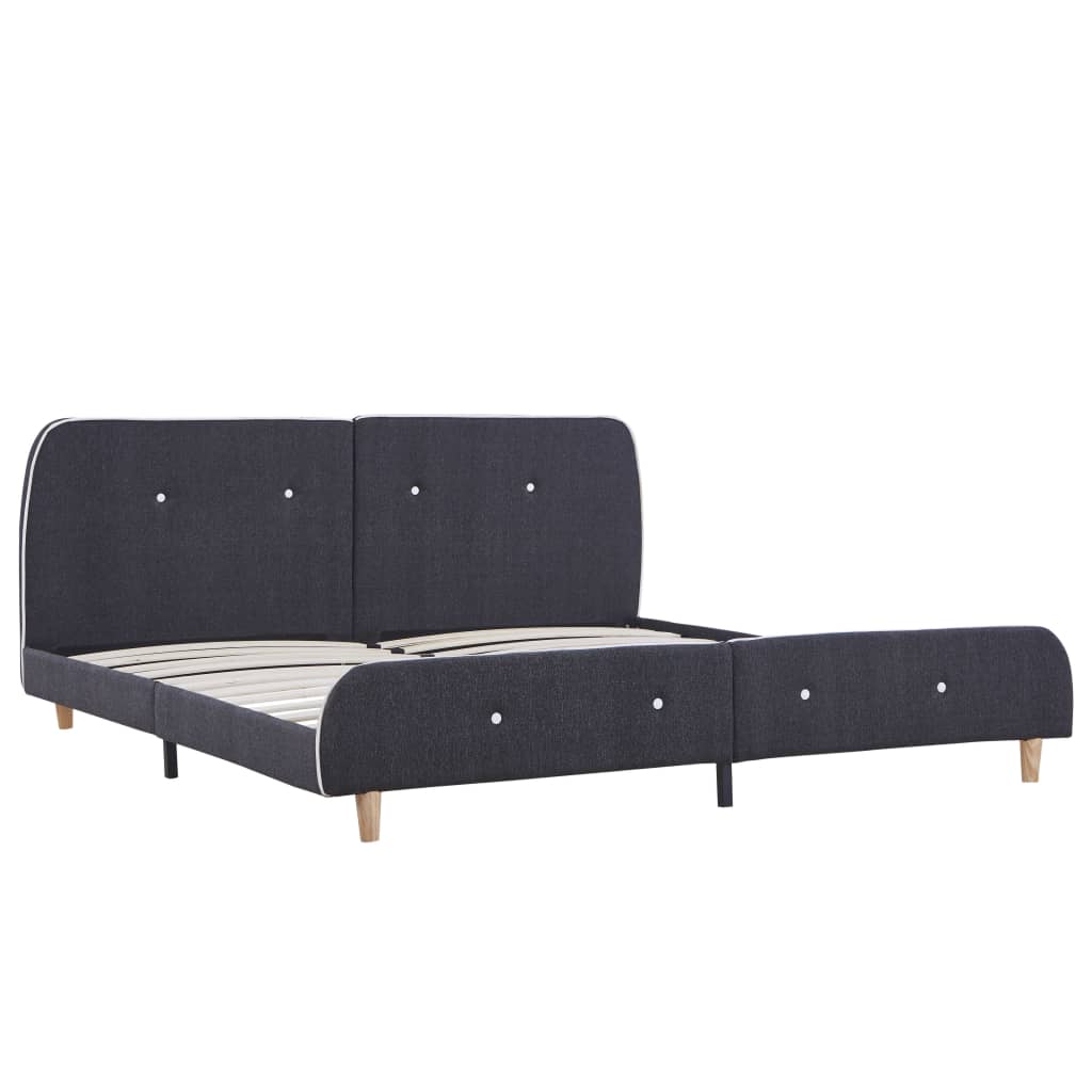 Bed Frame Dark Grey Fabric 150x200 cm King Size