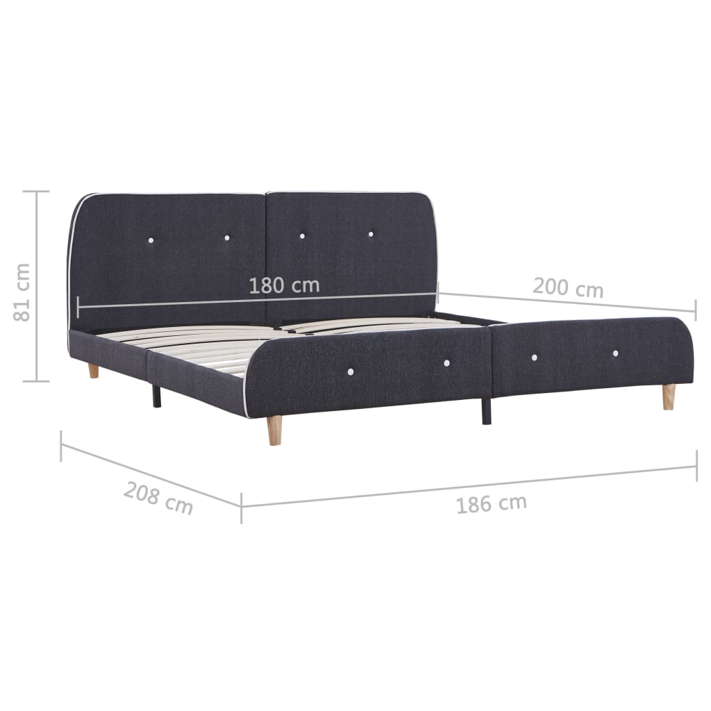 Bed Frame Dark Grey Fabric 180x200 cm Super King